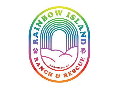 Rainbow Island Ranch & Rescue v1 badge cloud island logo paws rainbow roundel