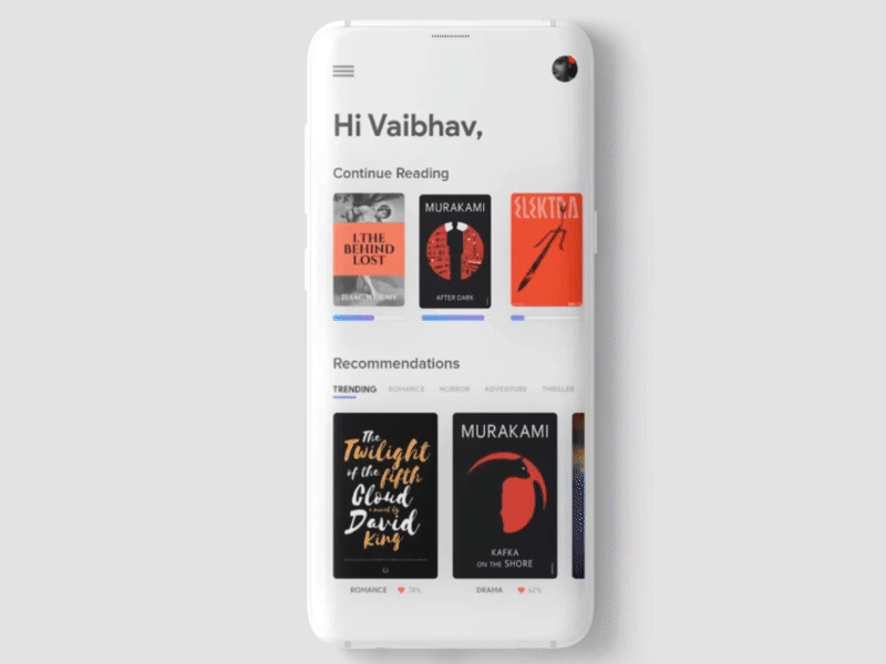 eBook Reader Interaction Design 2d dailyui interaction design light minimalistic mobile ui ui design