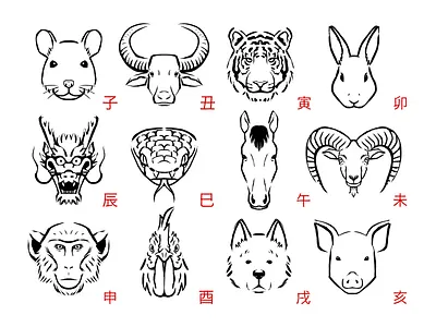 Chinese Zodiac animal animals brush china chinese horoscope ink zodiac