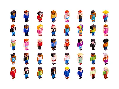 Low Poly Characters avatar characters cube isometric low poly minecraft pixel set