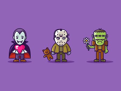 Lovely Horrors art cartoon character concept design flat funny halloween horror vacui illustration minimalism monsters trickortreat vector