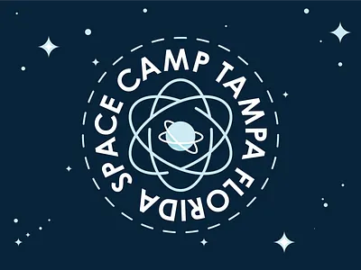 Space Camp app badge badgedesign branding camping design flat florida icon illustration planet science space tampa type typography ui uiux vector