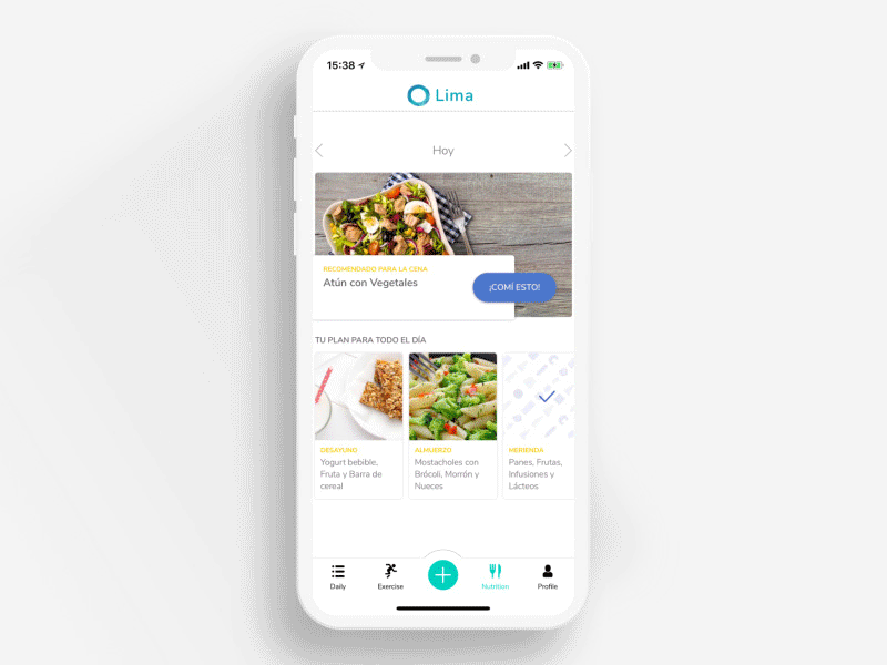 Lima App: What Did You Eat Today? app cook dashboard design diet experience health interface lifestyle lima tech ui ux users workout