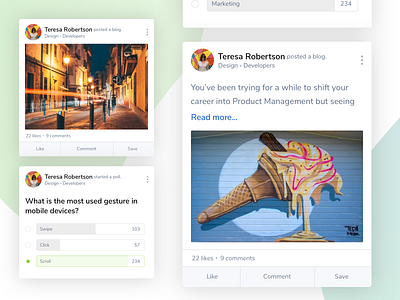 Components app comment feed like polls post ui ux