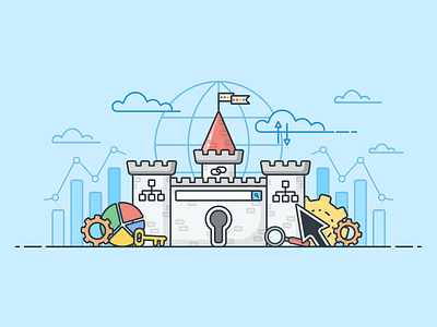 Search Engine Optimization Castle castle design google icon illustration illustrator key search bar search engine optimization seo