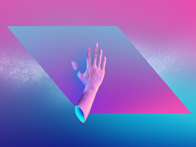 High Five band band art blue cyan design geometic hand illustration magenta surrealism