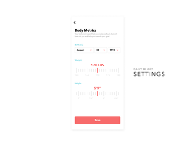 Daily UI 007 daily ui exercise metric settings slider ui uidesign user experience user interface ux uxdesign workout