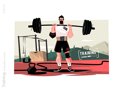 Weightlifting, guy working out illustration bodybuilder character flat illustration kit8 man vector weightlifting working