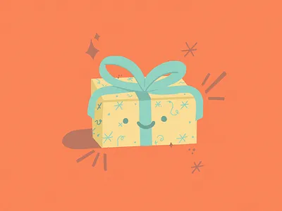 Cute Little Present artwork cute digitally art drawing objects illustration light blue object orange present procreate sweet present vintage vintage feel yellow