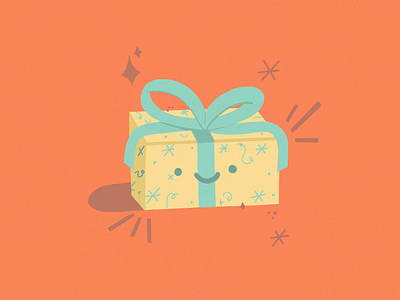 Cute Little Present artwork cute digitally art drawing objects illustration light blue object orange present procreate sweet present vintage vintage feel yellow