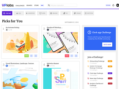 Uplabs Homepage Redesign for Desktop branding browse desktop design homepage landing page material design pills search search result splashpage ui web