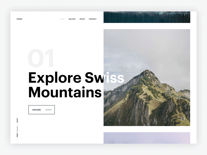 Slider Transition Concept animation clean expand gif landscape minimal mountains page slider transitions ui website