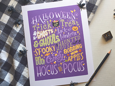 Halloween candy script halloween hand lettering illustration lettering poster spooky trick or treat type typography