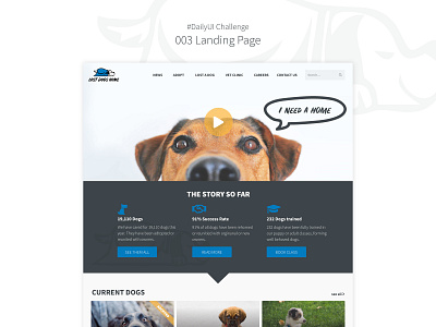 Daily UI Challenge No 3: Landing Page (top part) app branding daily 100 challenge daily ui 003 design dog icon dogs flat icon illustration landing page logo photograph type ui ui ux design vector web web deisgn website