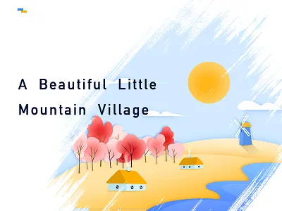 a beautiful little mountain village illustration