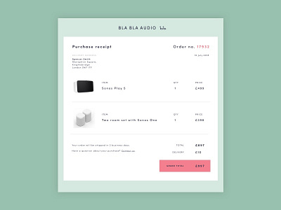 Daily UI #017 - Email Receipt dailyui dailyui017 design receipt sketchapp ui ux