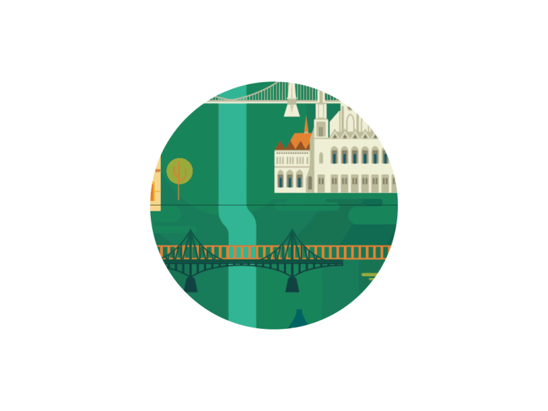 Budapest map detail animation budapest flat flat design illustration motion parliament tram