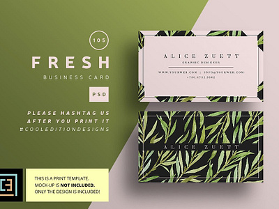 Fresh - Business Card 105 babypink botanical business businesscards card template cards design elegant icon illustration indesign logo minimal pink template white