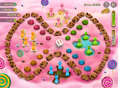 Don't Get Angry Game Field3 angry app board game candy cat clouds dice frog game ludo mobile mouse pawn pink rabbit sweets