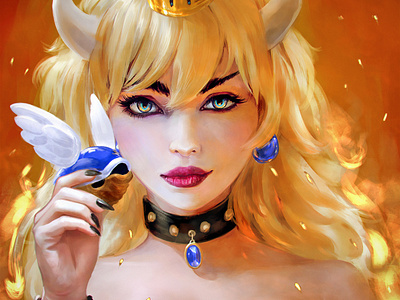 Bowsette bowserpeach bowsette nintendo portrait study princess