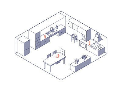 CÁPSULA DO TEMPO - Kitchen college decades design home house icometric illustration illustrator infograph isometric design kitchen lineart lines minimal objects vector