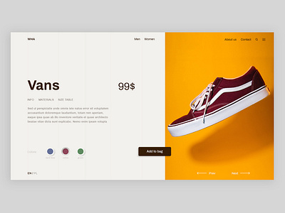 E-commerce shop UI color design e commerce ecomerce price shoe sneaker ui vans web webdesign website