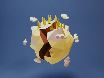 Fissure 3d blender break design fissure illustration little lowpoly planet render space