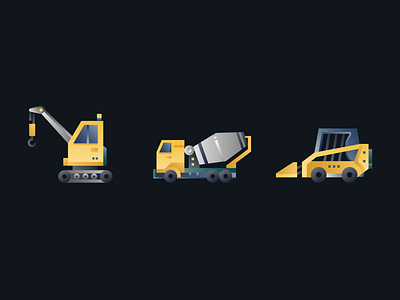 Construction Vehicles color design gradient icon illustration