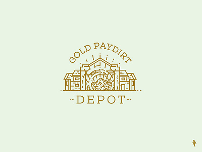 Gold Paydirt Depot branding design drawing emblem flat gold graphic graphic design icon identity illustration linework logo logotype mark package paydirt product vector vintage