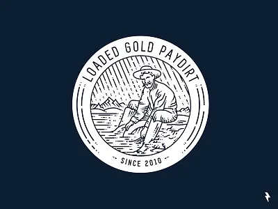 Loaded Gold Paydirt branding character emblem gold graphic design icon identity illustration linework logo logotype mark nugget package paydirt product sketch ux vector vintage