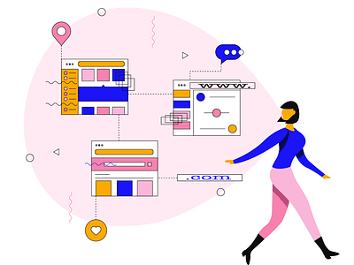 (internet_bubble) bubble girl gum illustration internet pop vector web wireframe woman