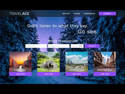 Travel Landing Page Daily UI daily 100 challenge daily ui design landing travel ui