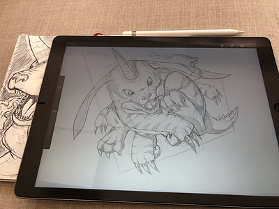 Gabumon Sketch digimon illustration ipad pro procreate