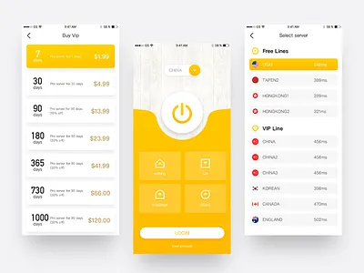 Vpn design app art clean color design ui vpn web