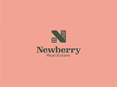 Newberry Real Estate Logo Concept brick chimney house n real estate window