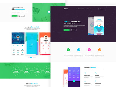 Appnest - App Landing Page agency app landing template homepage design landing page minimal modern onepage product landing page trend typography ui ui elements ux ui