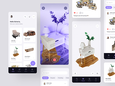 3D Scanner Mobile App 3d clean fireart fireart studio minimal mobile object scan ui ux web app