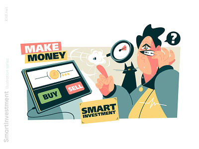 Financial trading and investment illustration character financial flat illustration investment kit8 man smart trading vector