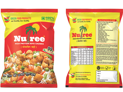 Nutree High Protein Soya Chunks branding design graphics design packaging pouch design