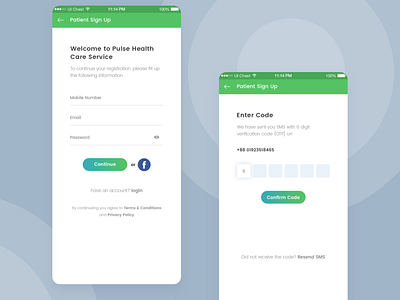 Medical Record App 02 (Sign Up & OTP) android app app clean app creative doctor app fitness app green hospital app ios landing medical app mobile app design one time password otp sign up user experience user inteface