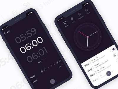 Clock App UI alarm clock app ui clock clock app illustration timer ui ui design ui ux ux