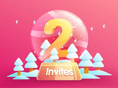 2 dribbble Invites illustration