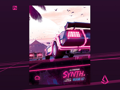 Synthwave Flyer v2 Neon Dreams Retrowave Poster 1980s 80s cyberpunk electro event flashback flyer futurewave gaming movie music neon outrun post poster retro retrogaming retrowave sci fi