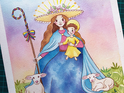Virgen Divina Pastora Studiovane baby jesus catholic divina pastora mary mother of god painting venezuela virgen watercolor