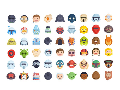 Star Wars Emoji 2d character colorful cute darth vader droid emoji emoji set faces flat force icons mask r2d2 reactions star wars stormtrooper superheroes villains yoda