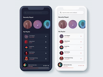 Music Player UI (Light + Dark) 2d dailyui dark design interaction design light minimalistic mobile ui ui design