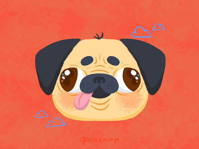 Pugcillo character design children illustration clouds cute doghouse doodle illustration kawaii pug puppy