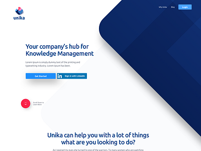 Unika.ai - Landing 1 knowledge management landing page uidesign