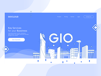 GIOCLOUD Hero apps blue cloud computing enterprise gio hero hero banner illustration landing page server