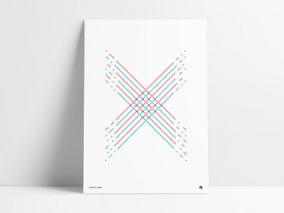 Line X Poster abstract angled aqua art blue design fine art illustration letter line modern poster print red retro shape striped teal wall art x